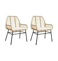 Garden Chair Brown Pe rattan Medium Removable Covers