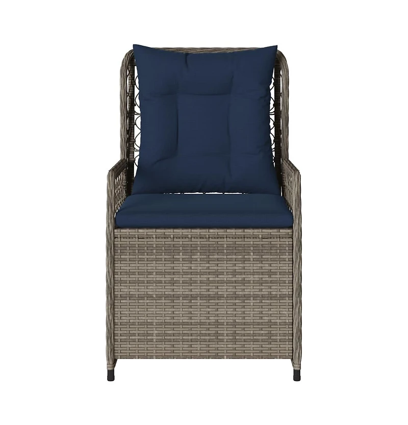 Reclining Patio Chair Gray and Navy Blue