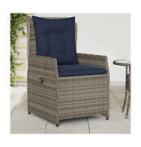 Reclining Patio Chair Gray Pe rattan Standard Adjustable Feet