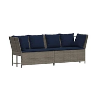 Patio Sofa with Cushions Gray Poly Rattan