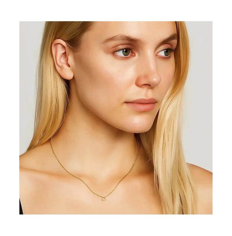 18K Gold Plated Sterling Silver Dainty Cable Chain Necklace with Aaaaa Pear Cut Cubic Zirconia Pendant