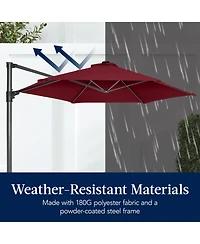 Best Choice Products 10ft 360° Rotating Cantilever Easy Auto Open Patio Umbrella w/ Solar Led Lights