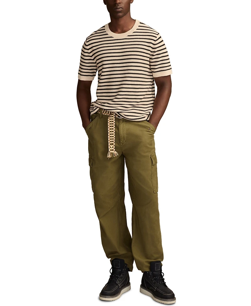 Lucky Brand Men's Striped Crewneck Textured Sweater