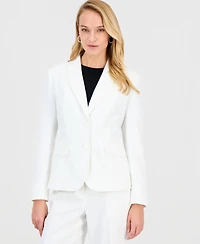 Le Suit Women's Pinstripe Shawl-Collar Mid-Rise 2 Piece Pantsuit, Regular & Petites