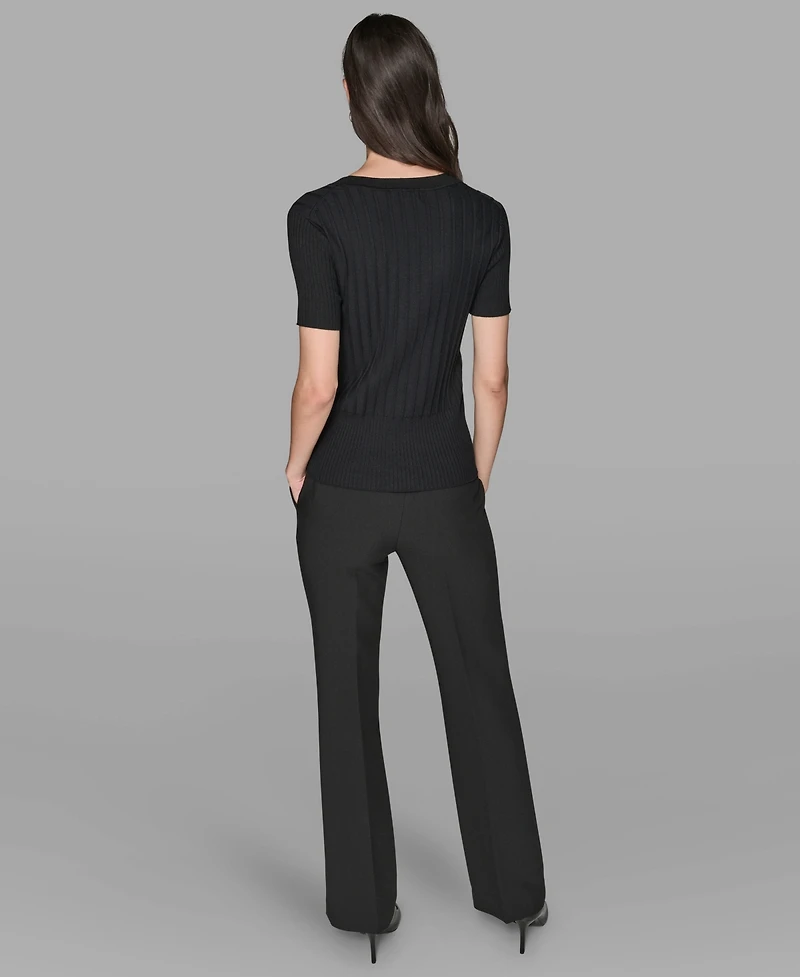 Karl Lagerfeld Paris Women's Short Sleeve Sweater Knit Top