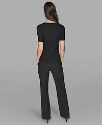 Karl Lagerfeld Paris Women's Short Sleeve Sweater Knit Top