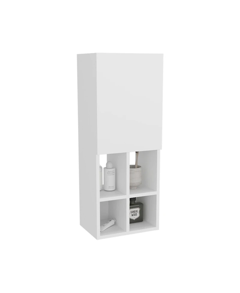 Depot E-Shop Kinta Wall Cabinet, 1 Door, 6 Shelves, White