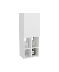 Depot E-Shop Kinta Wall Cabinet, 1 Door, 6 Shelves, White