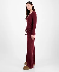 Madden Girl Juniors' Hacci-Knit Wide-Leg Sweatpants