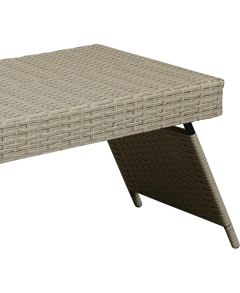 Portable Outdoor Wicker Rattan Side Table, Foldable Lightweight 7 lbs, Weather-Resistant, No Assembly Needed