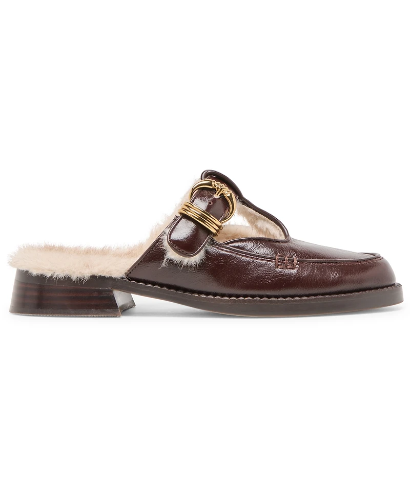 Dolce Vita Women's Harlah Plush Cut Out Cozy Mule Flats