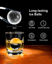 4-Cavity Clear Ice Ball Maker with Insulated Bucket, Bpa-Free Silicone Tray