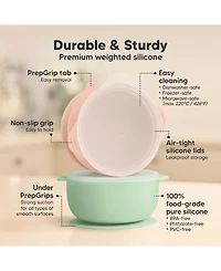 KeaBabies 2-Pack Prep Baby Bowls with Suctions & Lids, Silicone for Boy, Girl, Toddler Suction Bowl, Kids Bowl Bpa-Free