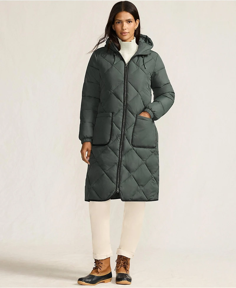 Lands' End Women's FeatherFree Insulated Diamond Quilted Maxi Coat