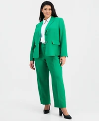 Le Suit Plus Notch-Lapel Mid-Rise Pantsuit