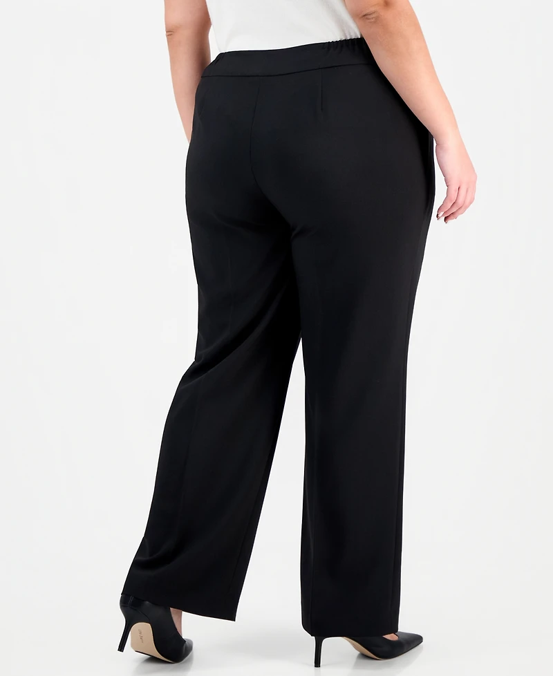 Le Suit Plus Belted Wide-Leg Mid-Rise 2 Piece Pantsuit
