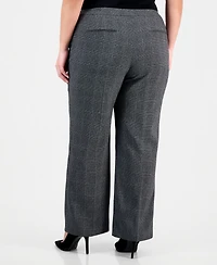 Le Suit Plus Flap-Pocket Mid-Rise Wide-Leg Pantsuit