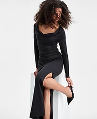 Bar Iii Women's Cowlneck Long-Sleeve Maxi Dress, Macy's Exclusive