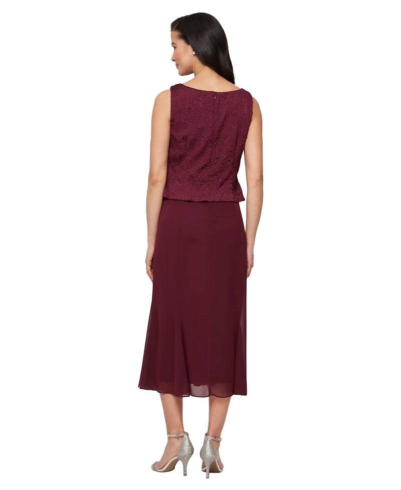 Alex Evenings Women's Jacquard Jacket Dress with Scoop Neck Bodice
