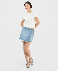 Celebrity Pink Juniors' Embellished Denim Wrap Skirt