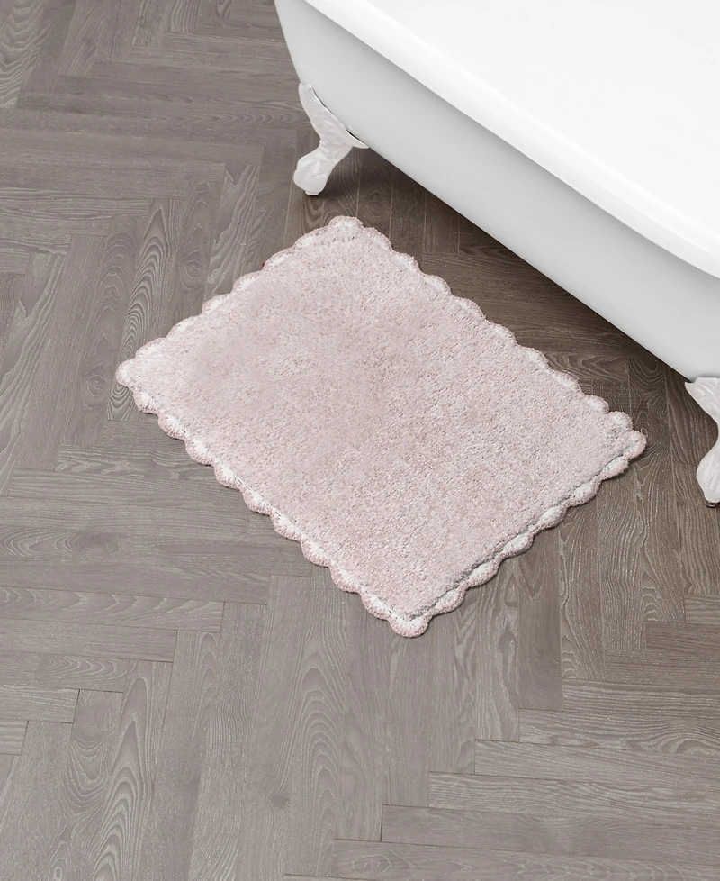 Laura Ashley Heathered Crochet Border Cotton Bath Rug, 17" x 24"