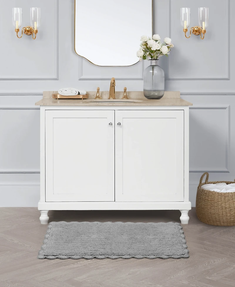 Laura Ashley Heathered Crochet Border Cotton Bath Rug