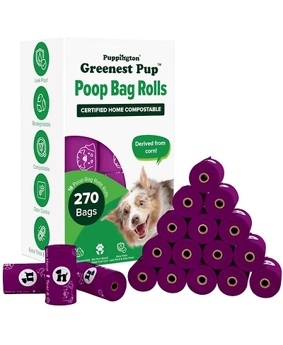 Compo Dog Poop Bags, 270 Bags, Plum Wine