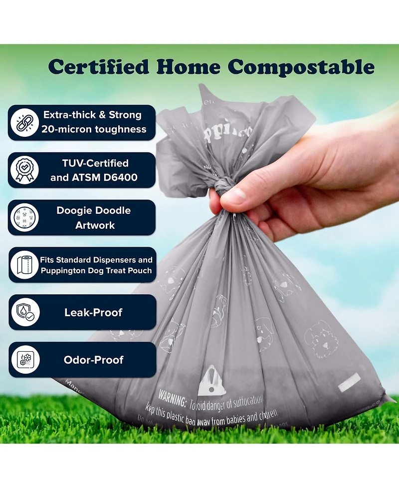 Compo Dog Poop Bags, 270 Bags, Charcoal Gray