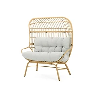 Chic Crate - Modern Light Brown Palos Outdoor Wicker Loveseat featuring Ergonomic Design for Ultimate Comfort