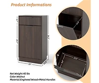 Chic Crate 10 Gal Tilt Out Trash Can Cabinet Woodgrain Wave Textured Pull Out Bin, Walnut Finish Kitchen Organizer