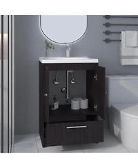 Olney Bathroom Vanity, 2 Doors, 1 Drawer, Black Wengue