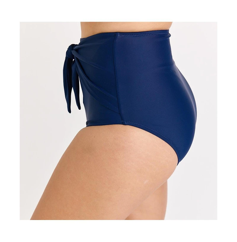 Calypsa Plus Size High Waisted Bikini Bottom With Front Tie