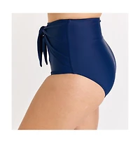 Calypsa Plus Size High Waisted Bikini Bottom With Front Tie