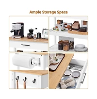 Rolling Kitchen Cart with Solid Wood Countertop Espresso