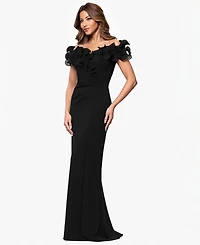 Xscape Women's Ruffled-Off-The-Shoulder Crepe Gown