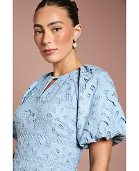 Coast Women's Lace Hanky Hem Puff Sleeve Dress