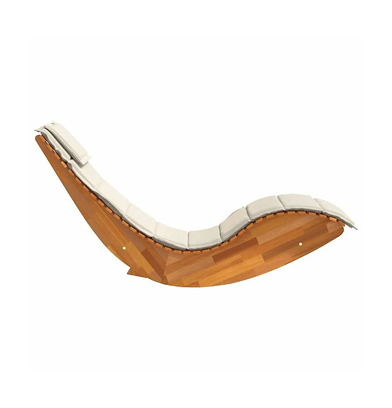 Sun Lounger Cream, Acacia Wood Grain