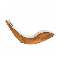 Sun Lounger Cream, Acacia Wood Grain