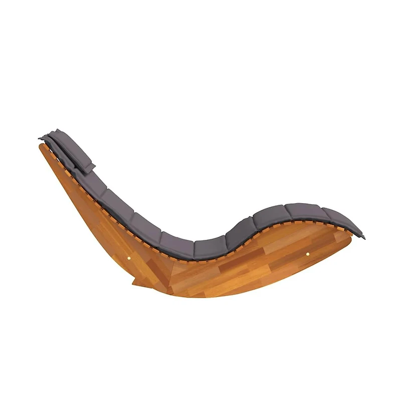 Sun Lounger Natural Wood, Dark Grey Cushion