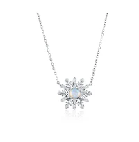 Caribbean Treasures Sterling Silver, Opal & Cz Snowflake Necklace