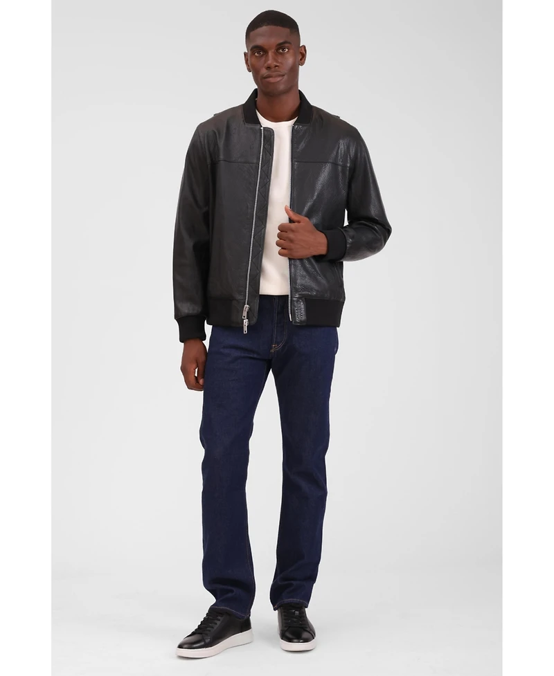 Bagatelle Homme Men's Genuine Leather Bomber Jacket