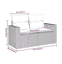 Garden Sofa Beige Pe Rattan, Powder-Coated Steel, Polyester Medium