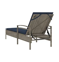 Sun Lounger with Cushion Grey 24.8 x 78.7 x 31.9" Poly Rattan (Us only)