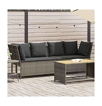 Garden Sofa Grey Pe rattan, powder-coated steel, polyester