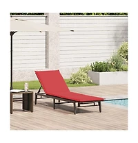 Sun Lounger with Cushion Brown Poly Rattan