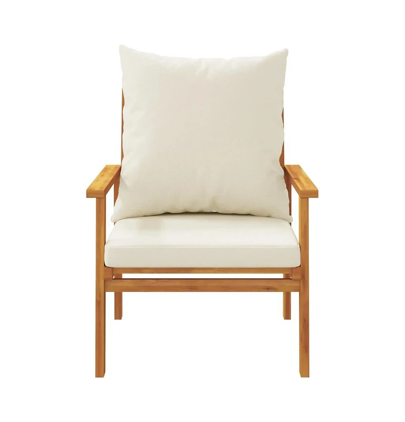 Sofa Chair Cream White Solid Acacia wood, 100% polyester Medium