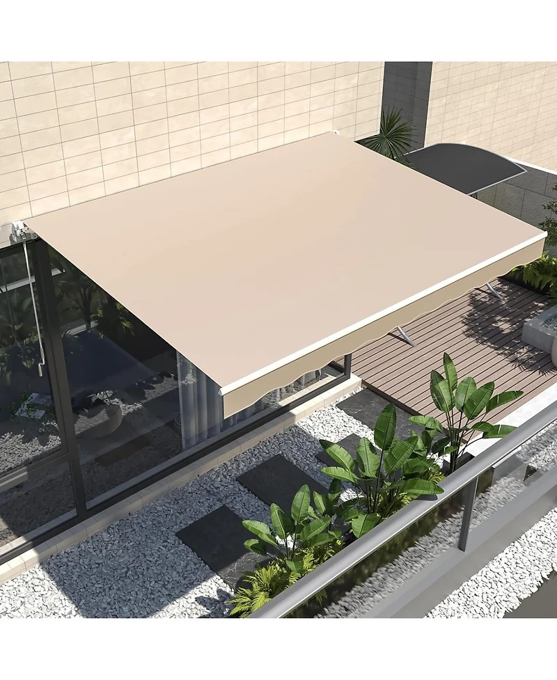 Aecojoy 13'x10' Manual Retractable Awning Sun Shade, Patio Canopy