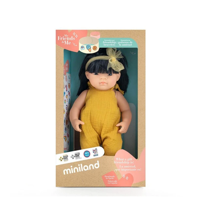 Miniland My Friends and Me Collection Asian Baby Girl Doll with Black Hair