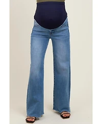 Pinkblush Maternity Blue Raw Hem Super Wide Leg Jeans