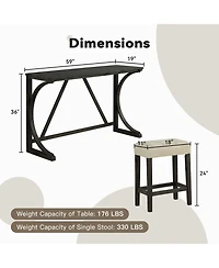 Boyel Living 4-Piece Bar Table and Chairs Set Tall Dining Table with Upholstered Bar Stool for Living Room Kitchen